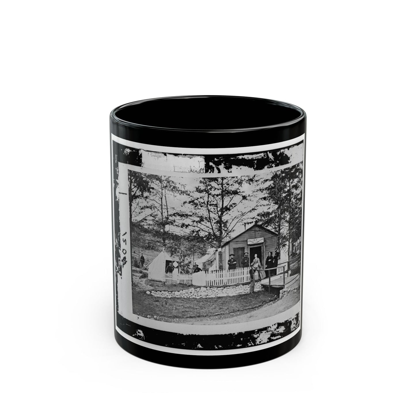 Alexandria, Virginia. Sanitary Commission Lodge. Convalescent (U.S. Civil War) Black Coffee Mug-11oz-The Sticker Space