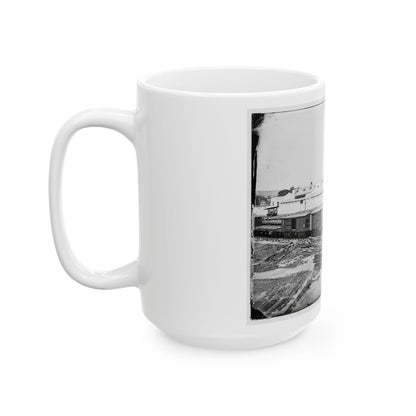 Alexandria, Virginia. Soldiers' Rest. (Railroad Boxcars Shown In Foreground) (U.S. Civil War) White Coffee Mug-The Sticker Space