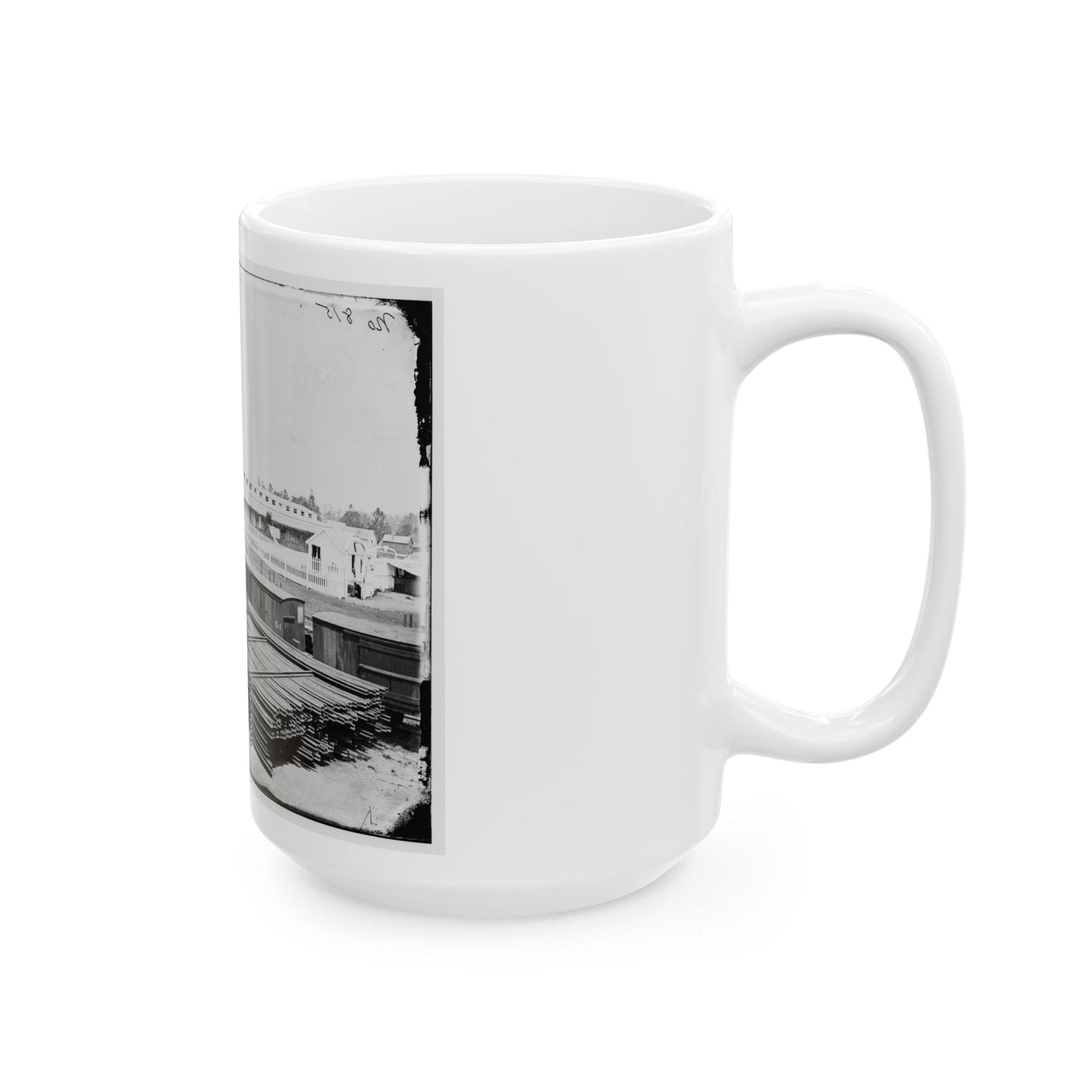 Alexandria, Virginia. Soldiers' Rest. (Railroad Boxcars Shown In Foreground) (U.S. Civil War) White Coffee Mug-The Sticker Space