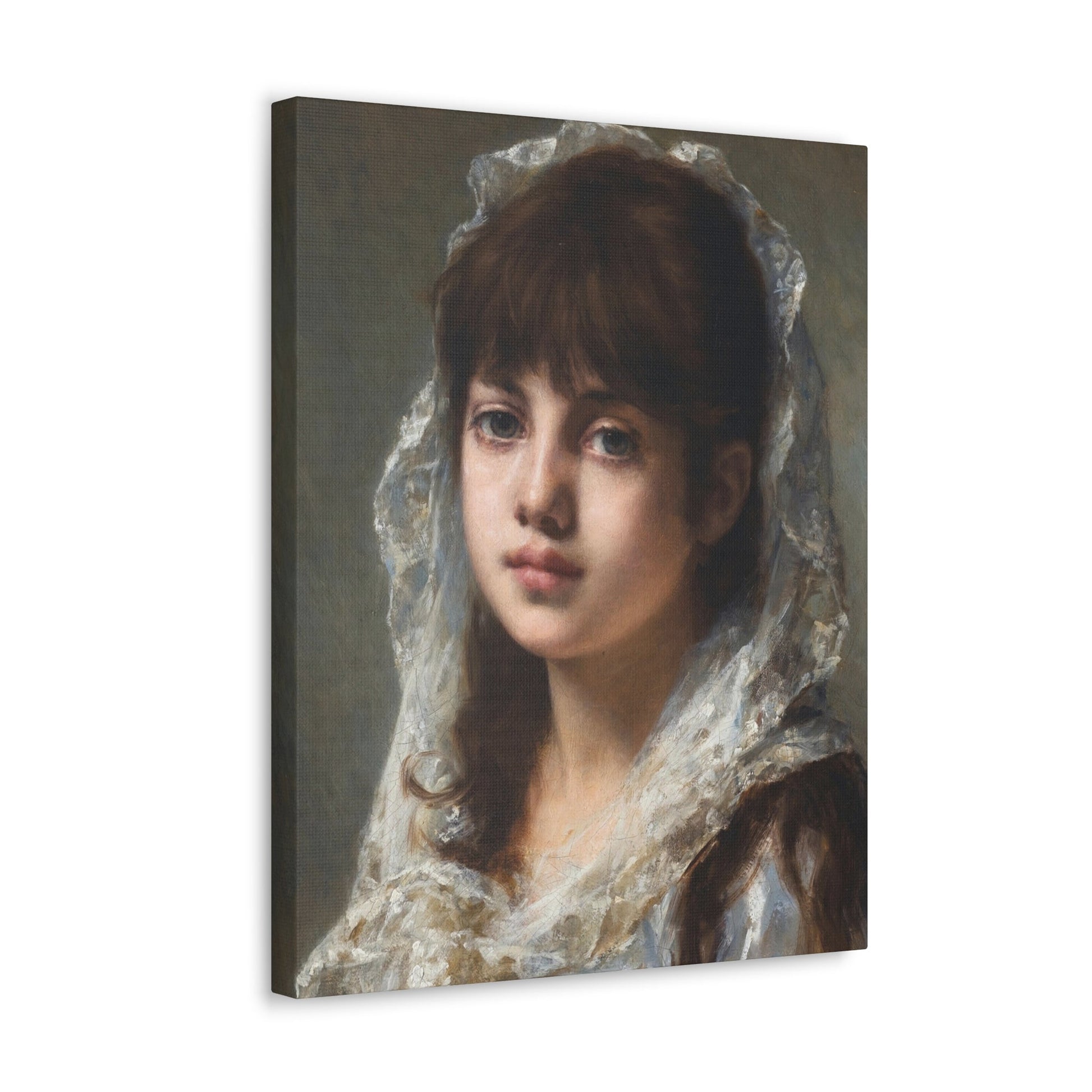 Alexei Alexeevich Harlamoff (1840-1925) Portrait of a Young Girl Wearing a White Veil - Canvas Wall Art-The Sticker Space