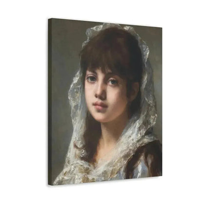 Alexei Alexeevich Harlamoff (1840-1925) Portrait of a Young Girl Wearing a White Veil - Canvas Wall Art - The Sticker Space