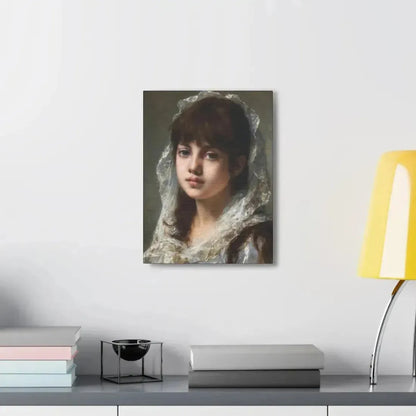 Alexei Alexeevich Harlamoff (1840-1925) Portrait of a Young Girl Wearing a White Veil - Canvas Wall Art - The Sticker Space