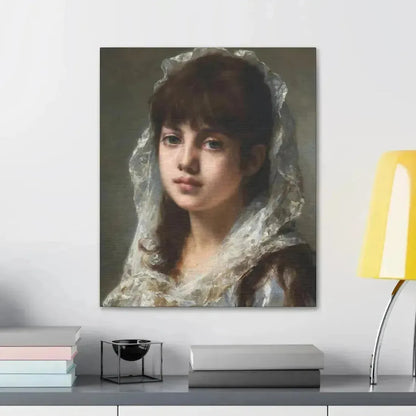 Alexei Alexeevich Harlamoff (1840-1925) Portrait of a Young Girl Wearing a White Veil - Canvas Wall Art - The Sticker Space