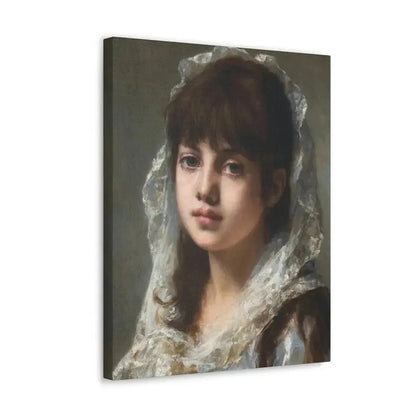 Alexei Alexeevich Harlamoff (1840-1925) Portrait of a Young Girl Wearing a White Veil - Canvas Wall Art - The Sticker Space