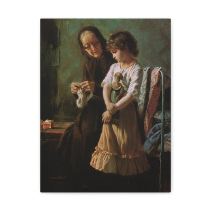 Alexei Ivanovich Korzukhin (1835-1894) Grandmother and Granddaughter - 1890 - Canvas Wall Art-12″ x 16″-The Sticker Space