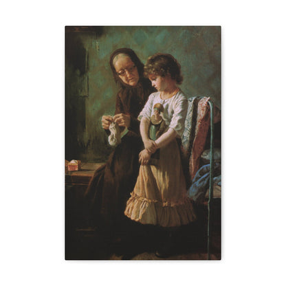 Alexei Ivanovich Korzukhin (1835-1894) Grandmother and Granddaughter - 1890 - Canvas Wall Art-12" x 18"-The Sticker Space