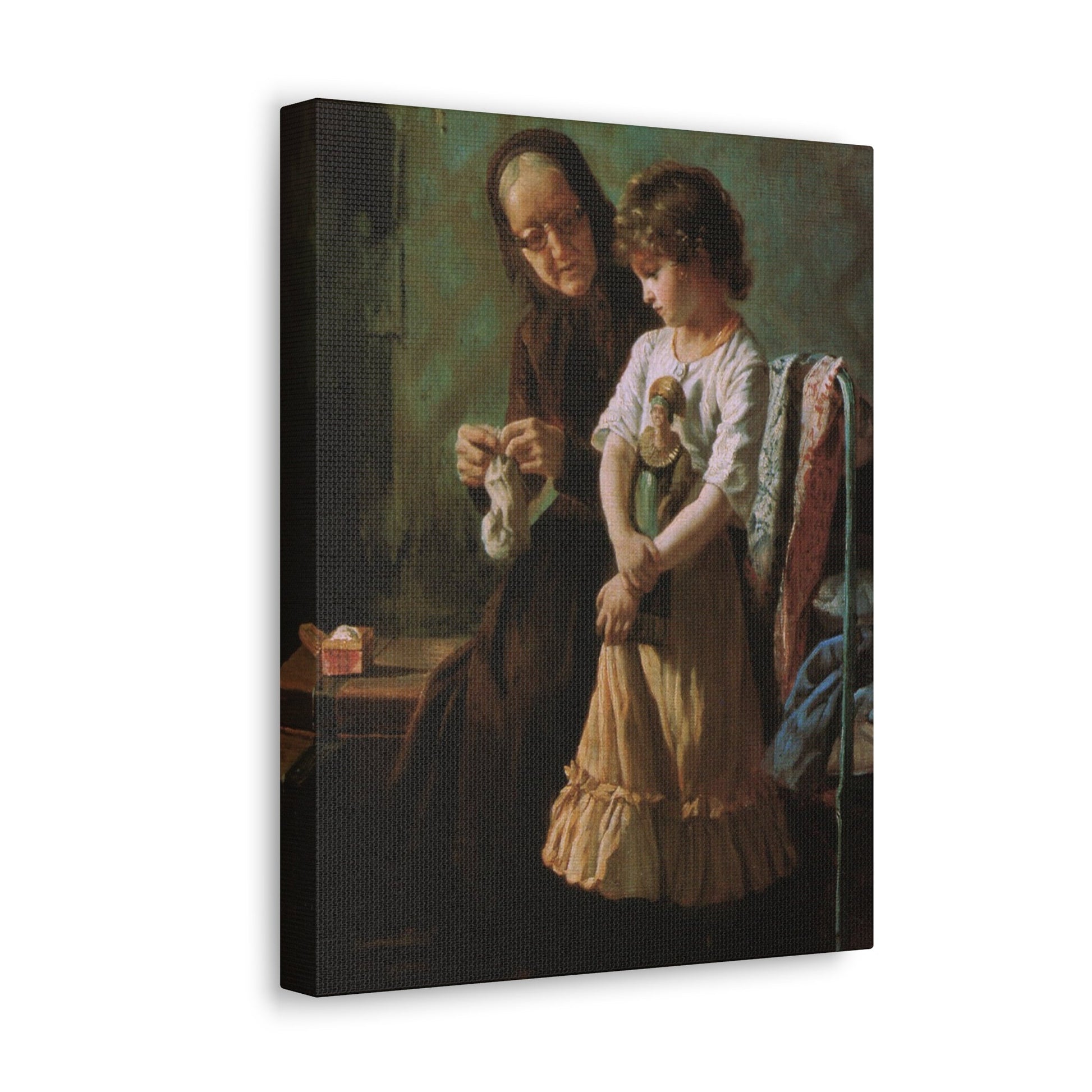 Alexei Ivanovich Korzukhin (1835-1894) Grandmother and Granddaughter - 1890 - Canvas Wall Art-The Sticker Space