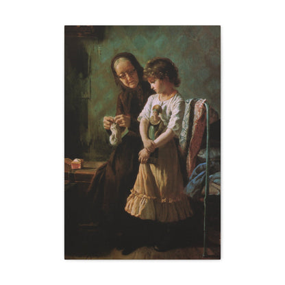 Alexei Ivanovich Korzukhin (1835-1894) Grandmother and Granddaughter - 1890 - Canvas Wall Art-16″ x 24″-The Sticker Space