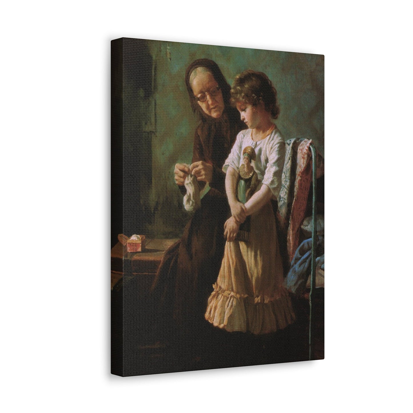 Alexei Ivanovich Korzukhin (1835-1894) Grandmother and Granddaughter - 1890 - Canvas Wall Art-The Sticker Space