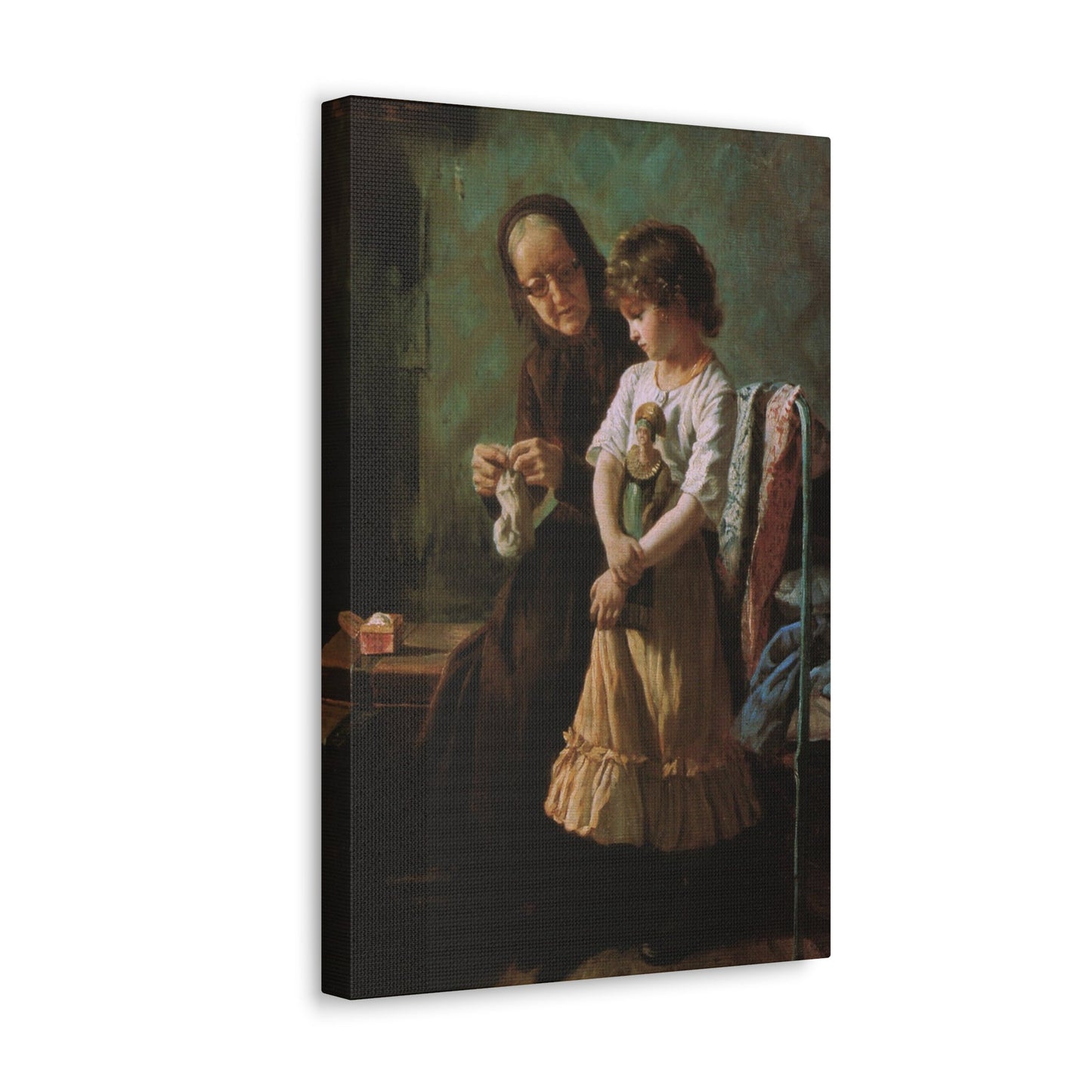 Alexei Ivanovich Korzukhin (1835-1894) Grandmother and Granddaughter - 1890 - Canvas Wall Art-The Sticker Space