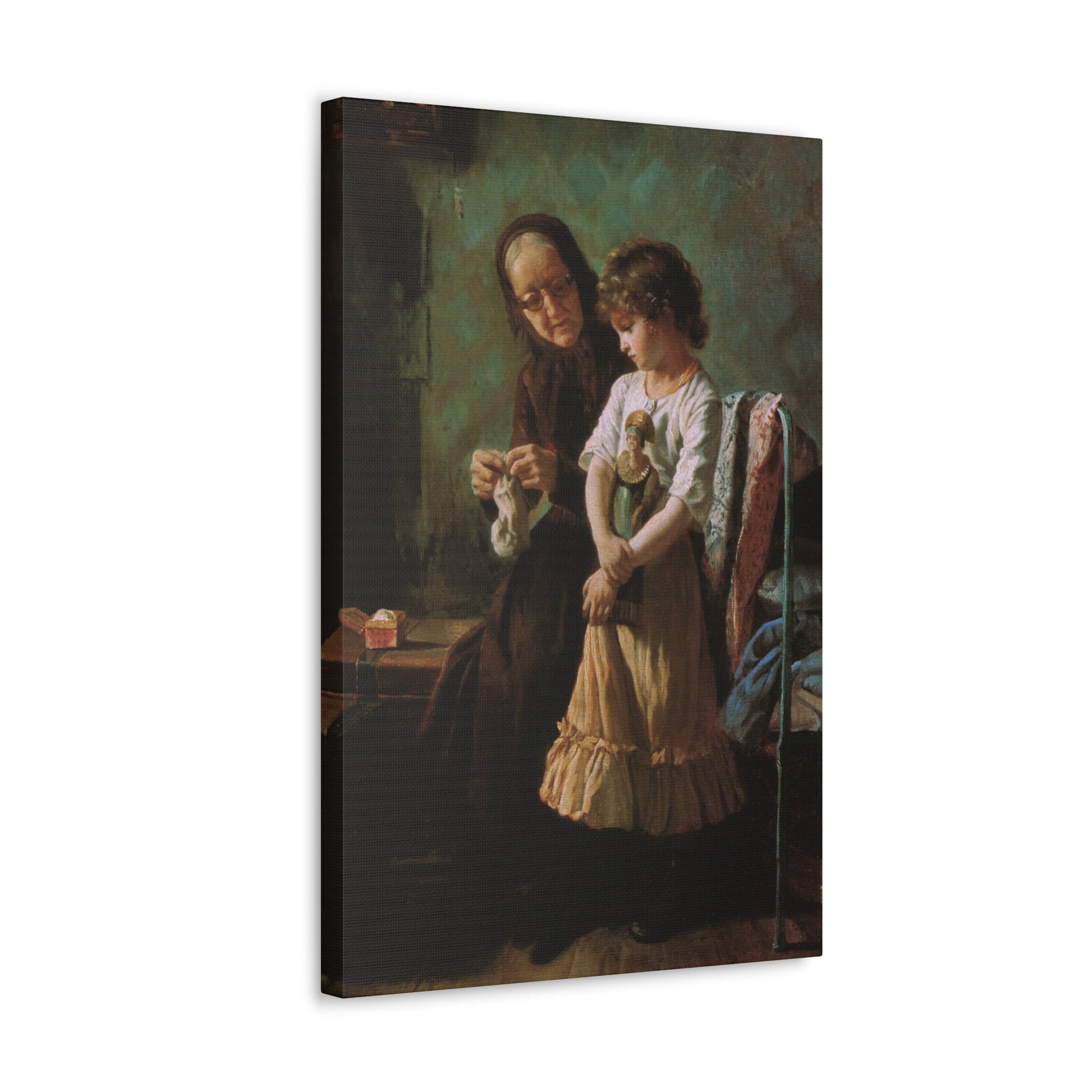 Alexei Ivanovich Korzukhin (1835-1894) Grandmother and Granddaughter - 1890 - Canvas Wall Art-The Sticker Space