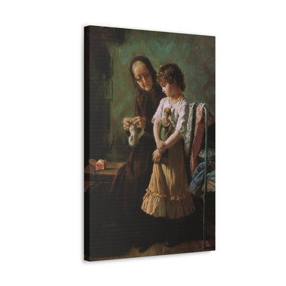 Alexei Ivanovich Korzukhin (1835-1894) Grandmother and Granddaughter - 1890 - Canvas Wall Art-The Sticker Space