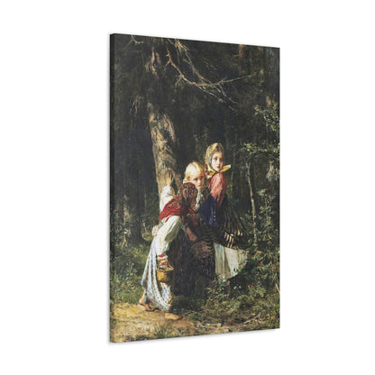 Alexei Ivanovich Korzukhin (1835-1894) Peasant Girls in the Forest - Canvas Wall Art-The Sticker Space