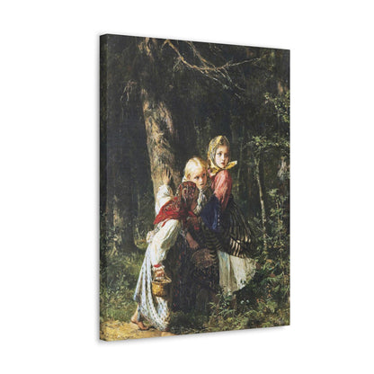 Alexei Ivanovich Korzukhin (1835-1894) Peasant Girls in the Forest - Canvas Wall Art-The Sticker Space