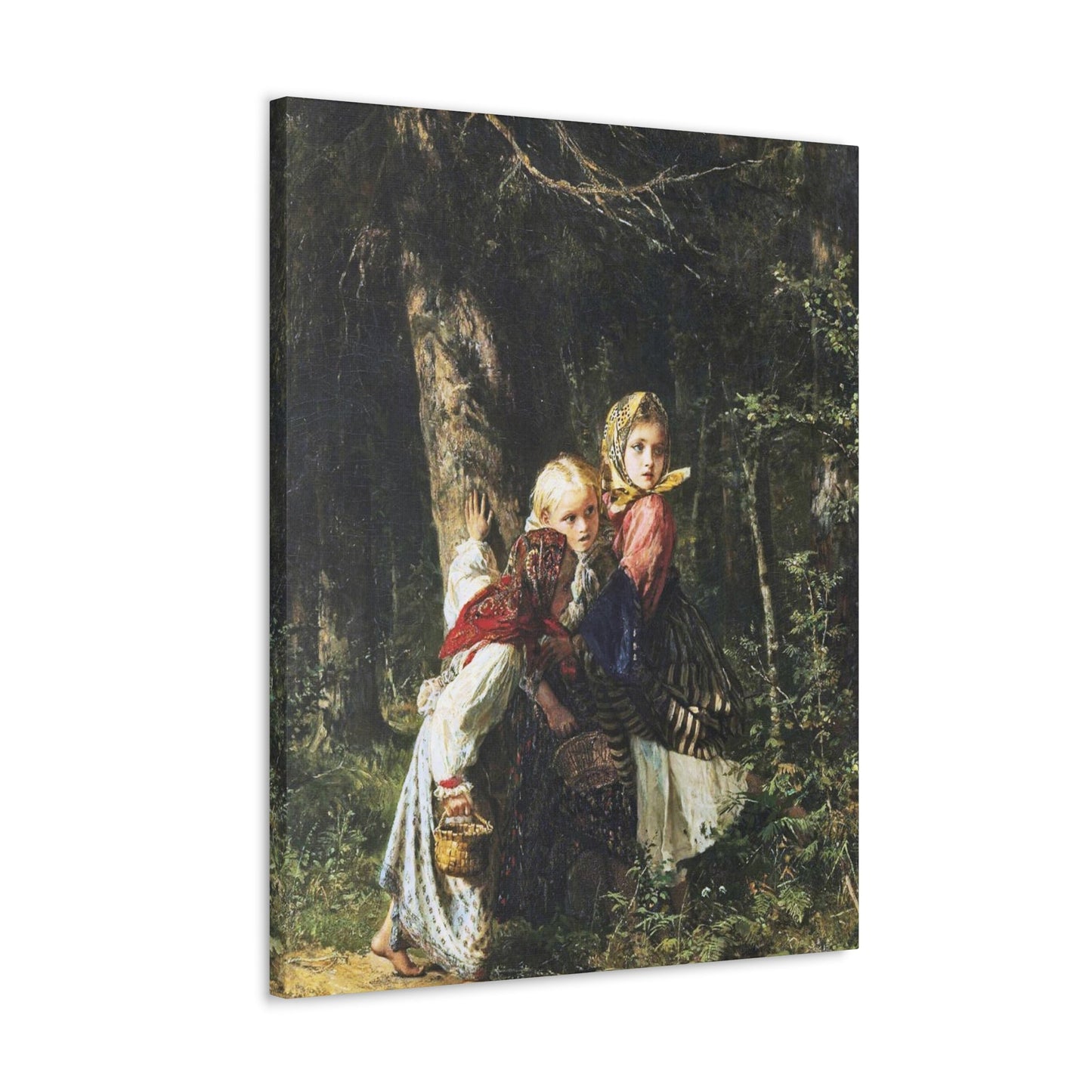 Alexei Ivanovich Korzukhin (1835-1894) Peasant Girls in the Forest - Canvas Wall Art-The Sticker Space