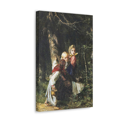 Alexei Ivanovich Korzukhin (1835-1894) Peasant Girls in the Forest - Canvas Wall Art-The Sticker Space