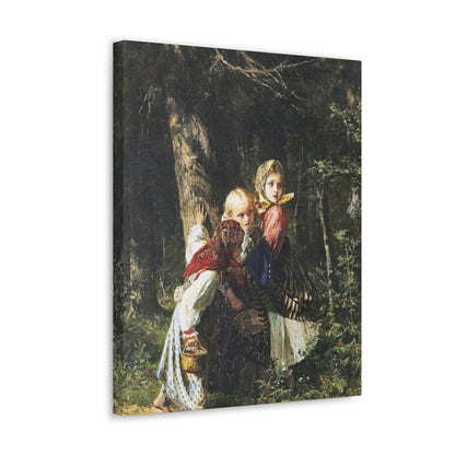 Alexei Ivanovich Korzukhin (1835-1894) Peasant Girls in the Forest - Canvas Wall Art-The Sticker Space