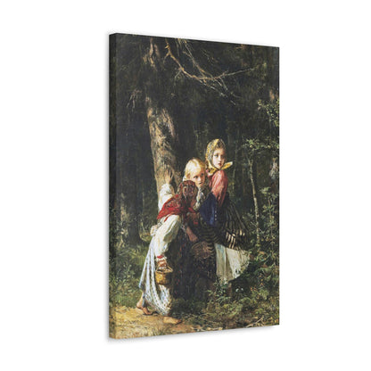 Alexei Ivanovich Korzukhin (1835-1894) Peasant Girls in the Forest - Canvas Wall Art-The Sticker Space