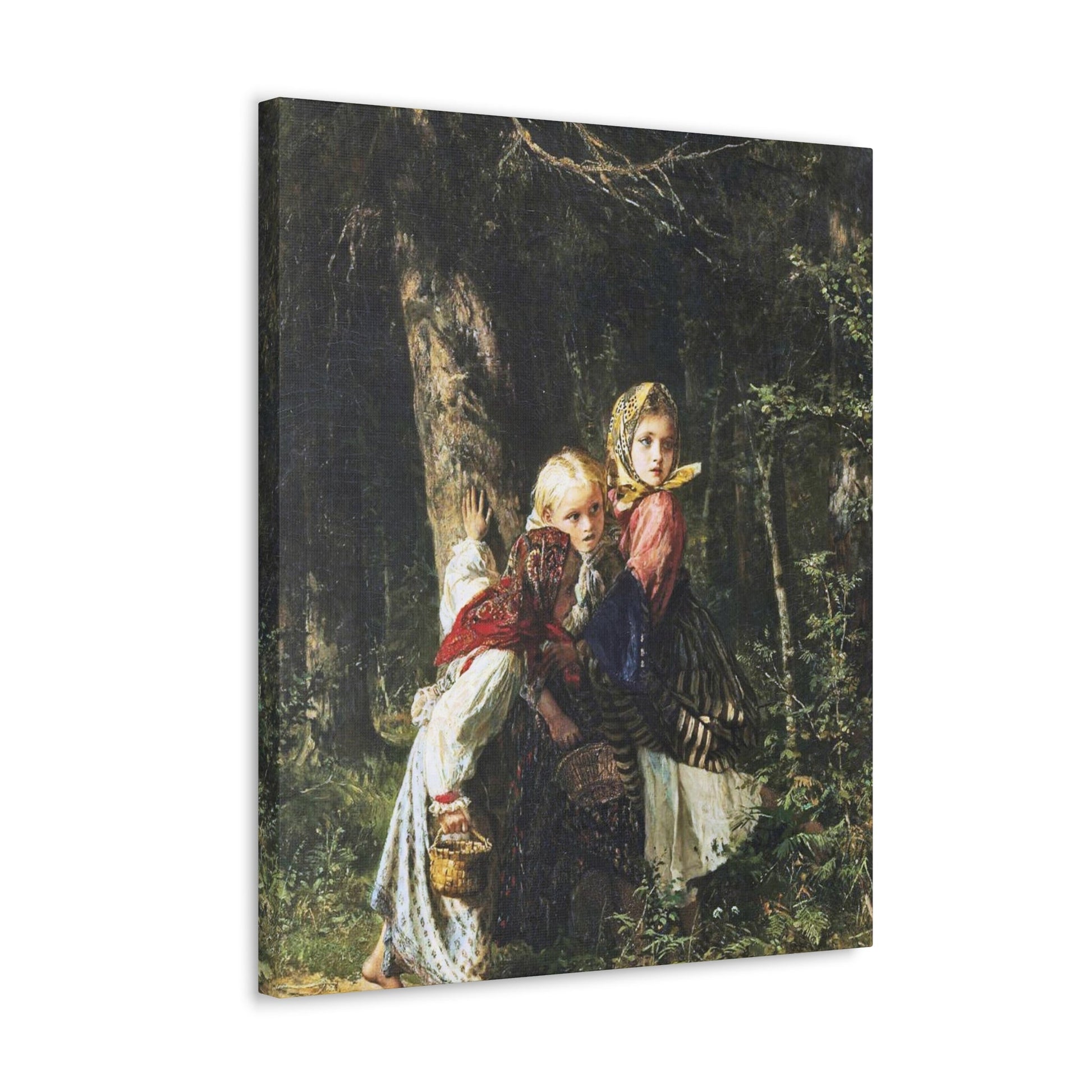 Alexei Ivanovich Korzukhin (1835-1894) Peasant Girls in the Forest - Canvas Wall Art-The Sticker Space