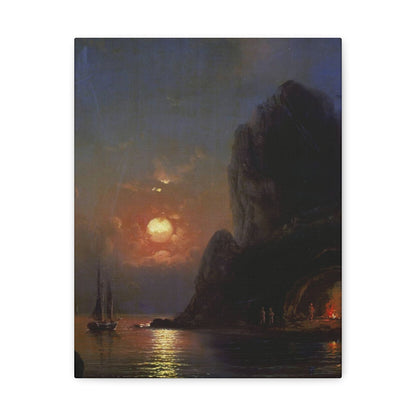 Alexei Petrovich Bogoliubov (1824-1896) Moonlit Night on the Sea 1871 - Canvas Wall Art-11″ x 14″-The Sticker Space