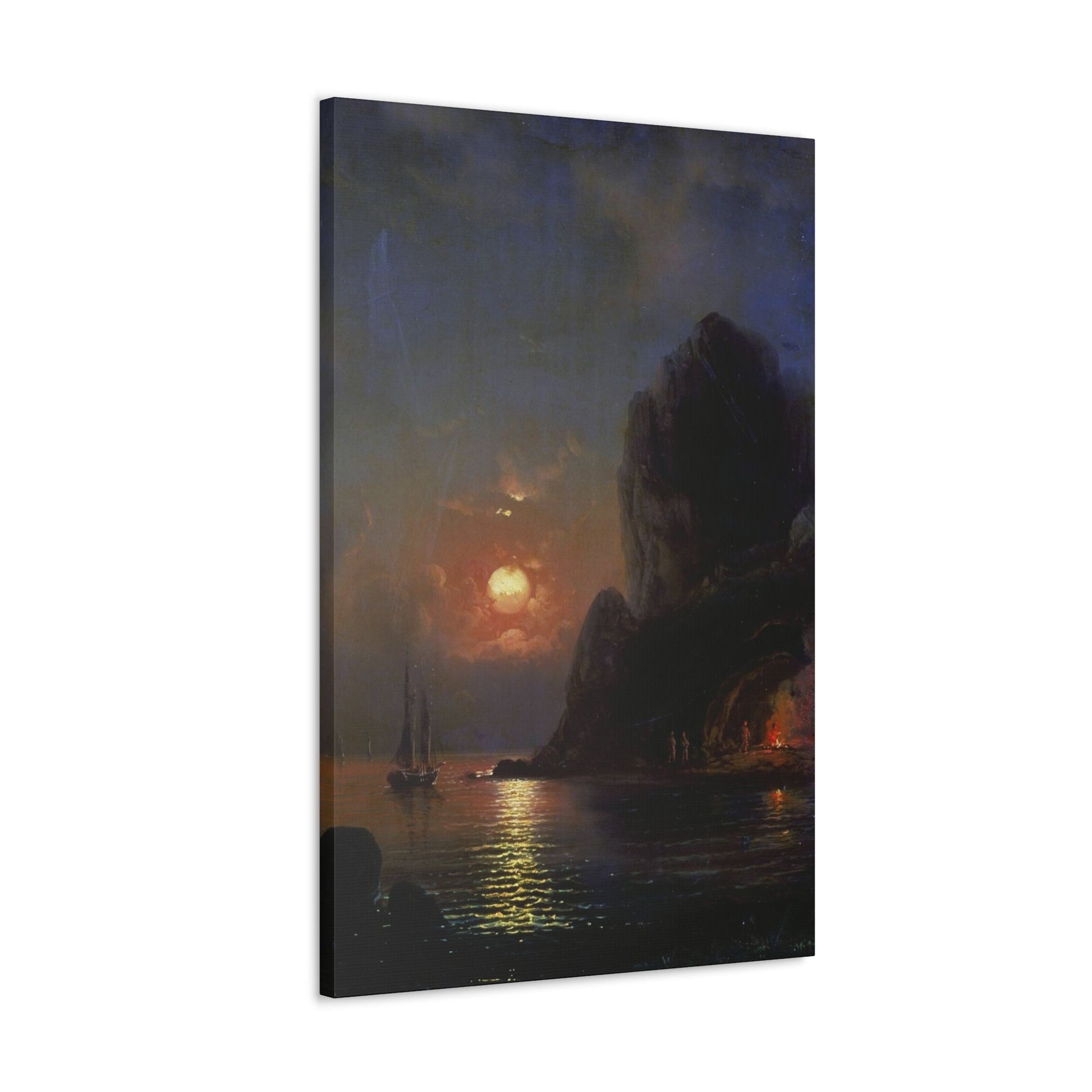 Alexei Petrovich Bogoliubov (1824-1896) Moonlit Night on the Sea 1871 - Canvas Wall Art-The Sticker Space