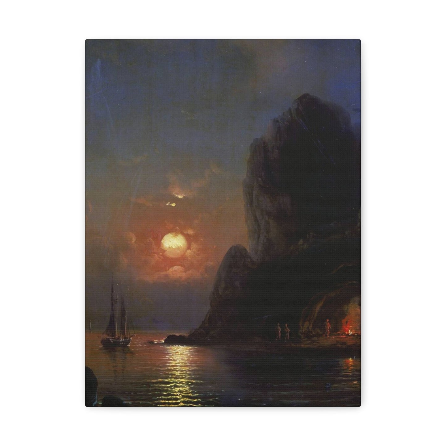 Alexei Petrovich Bogoliubov (1824-1896) Moonlit Night on the Sea 1871 - Canvas Wall Art-12″ x 16″-The Sticker Space