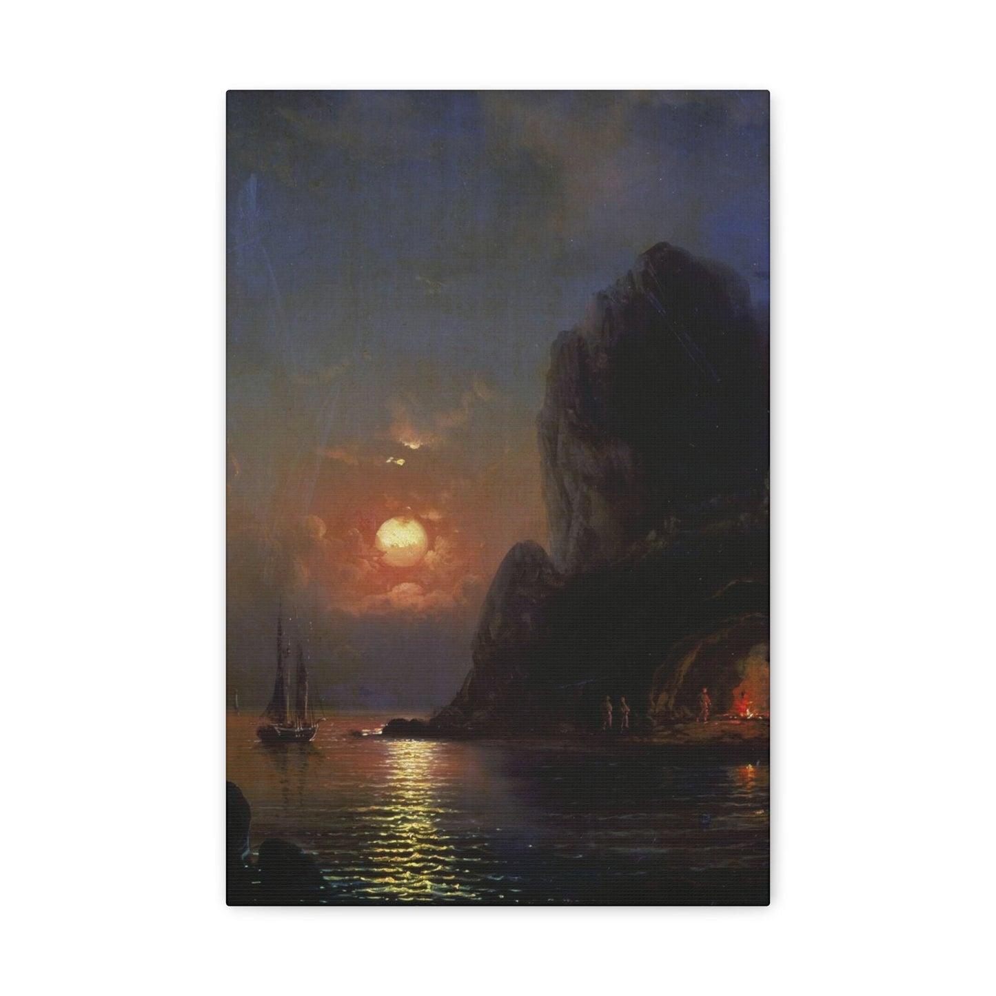 Alexei Petrovich Bogoliubov (1824-1896) Moonlit Night on the Sea 1871 - Canvas Wall Art-12" x 18"-The Sticker Space