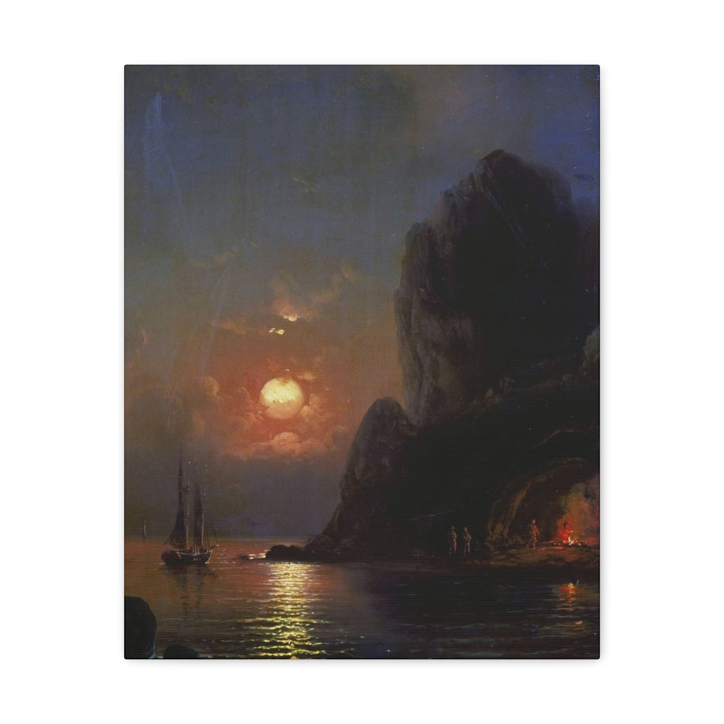 Alexei Petrovich Bogoliubov (1824-1896) Moonlit Night on the Sea 1871 - Canvas Wall Art-16″ x 20″-The Sticker Space