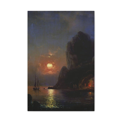 Alexei Petrovich Bogoliubov (1824-1896) Moonlit Night on the Sea 1871 - Canvas Wall Art-16″ x 24″-The Sticker Space