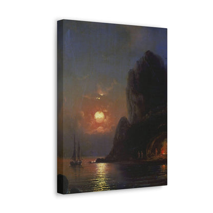 Alexei Petrovich Bogoliubov (1824-1896) Moonlit Night on the Sea 1871 - Canvas Wall Art-The Sticker Space