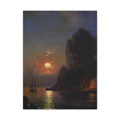 Alexei Petrovich Bogoliubov (1824-1896) Moonlit Night on the Sea 1871 - Canvas Wall Art-18″ x 24″-The Sticker Space