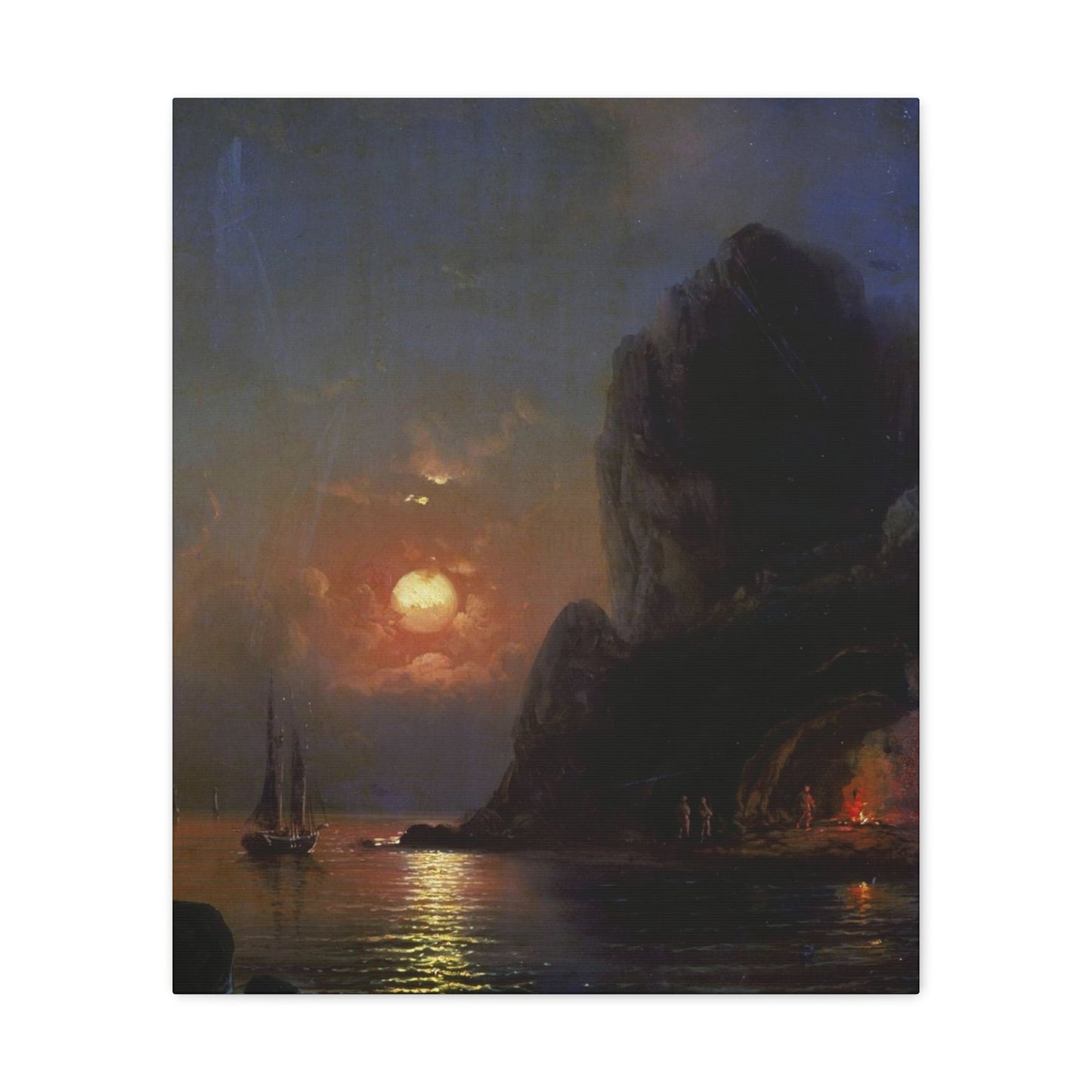 Alexei Petrovich Bogoliubov (1824-1896) Moonlit Night on the Sea 1871 - Canvas Wall Art-20″ x 24″-The Sticker Space