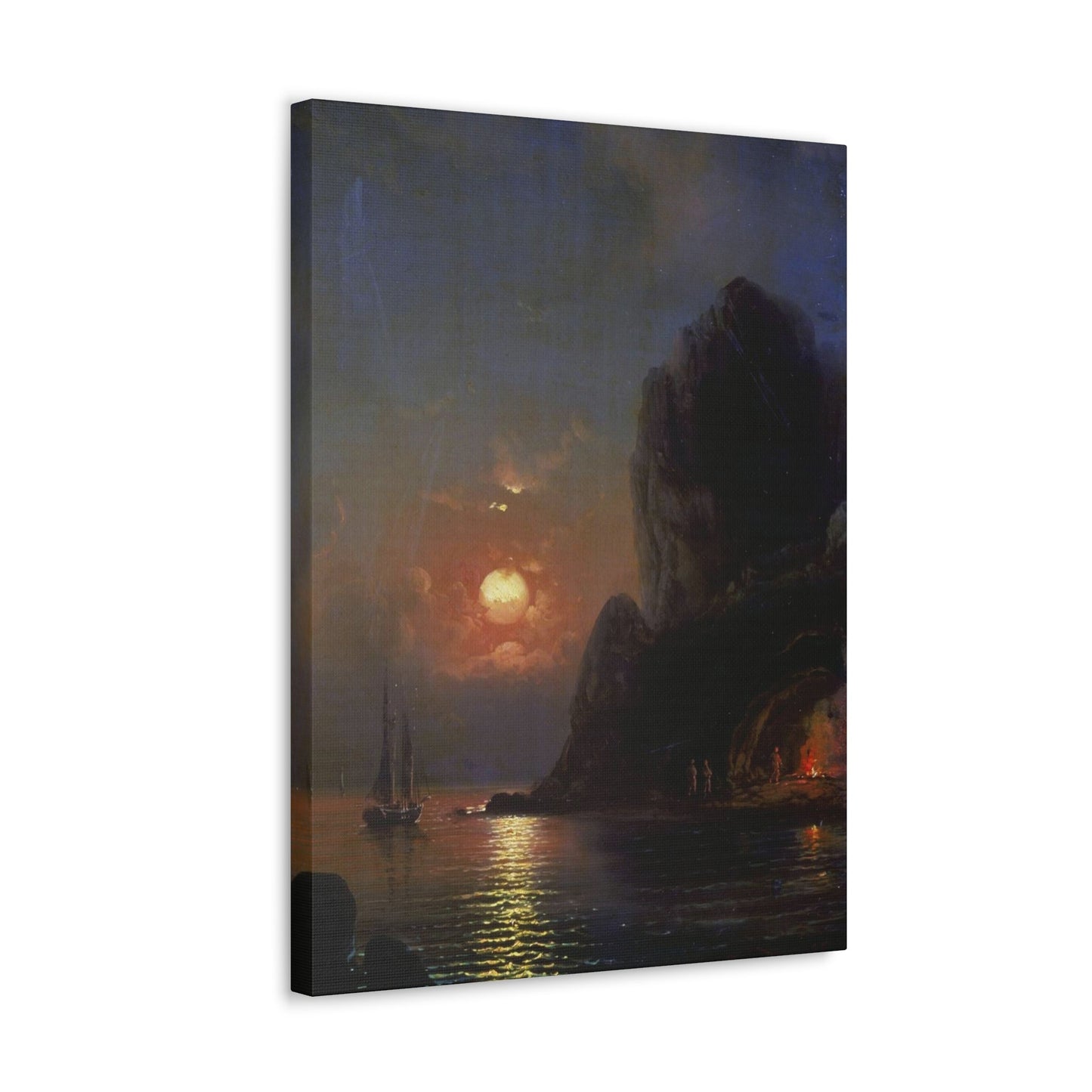 Alexei Petrovich Bogoliubov (1824-1896) Moonlit Night on the Sea 1871 - Canvas Wall Art-The Sticker Space