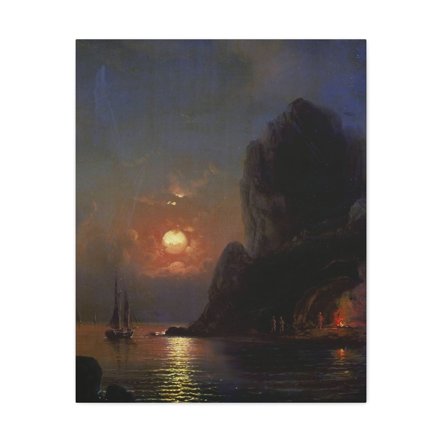 Alexei Petrovich Bogoliubov (1824-1896) Moonlit Night on the Sea 1871 - Canvas Wall Art-24″ x 30″-The Sticker Space