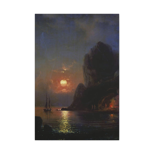 Alexei Petrovich Bogoliubov (1824-1896) Moonlit Night on the Sea 1871 - Canvas Wall Art-24″ x 36″-The Sticker Space