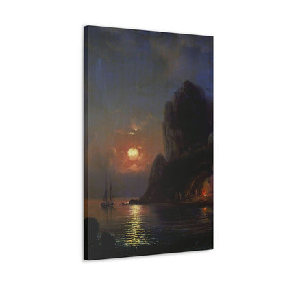 Alexei Petrovich Bogoliubov (1824-1896) Moonlit Night on the Sea 1871 - Canvas Wall Art-The Sticker Space