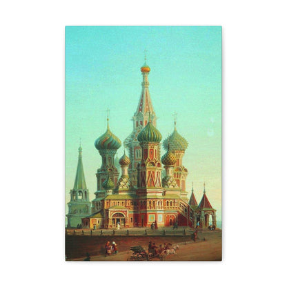 Alexei Petrovich Bogoliubov (1824-1896) Saint Basil's Cathedral - Canvas Wall Art-12" x 18"-The Sticker Space