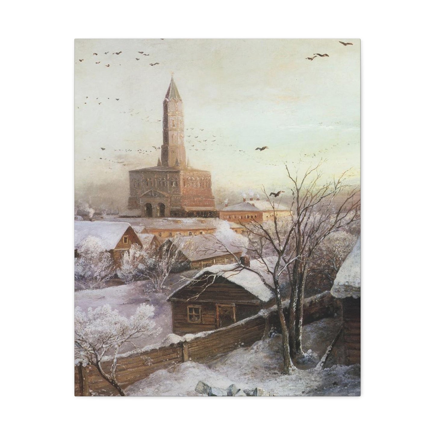 Alexei Savrasov (1830-1897) Sukharev Tower, Moscow - Canvas Wall Art-24″ x 30″-The Sticker Space