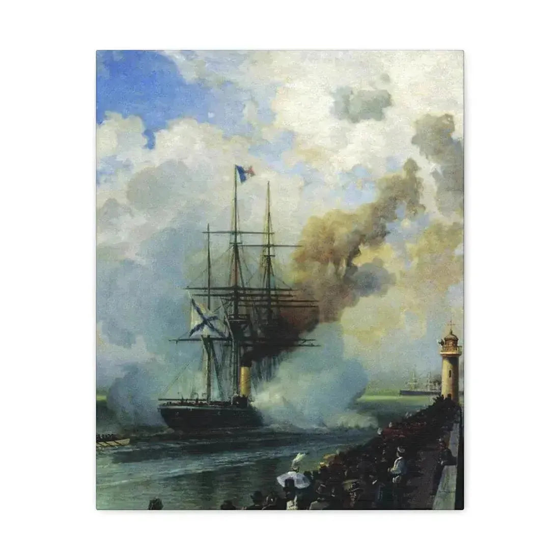 Alexey Petrovich Bogolyubov (1824-1896) The Frigate %22Rogue%22 1870 - Canvas Wall Art 16″ x 20″ 1.25" - The Sticker Space