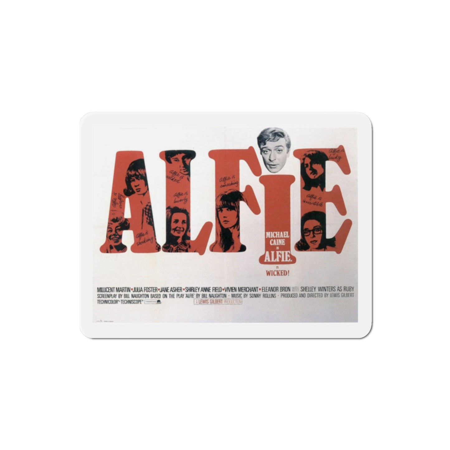 Alfie 1966 Movie Poster Die-Cut Magnet-2 Inch-The Sticker Space