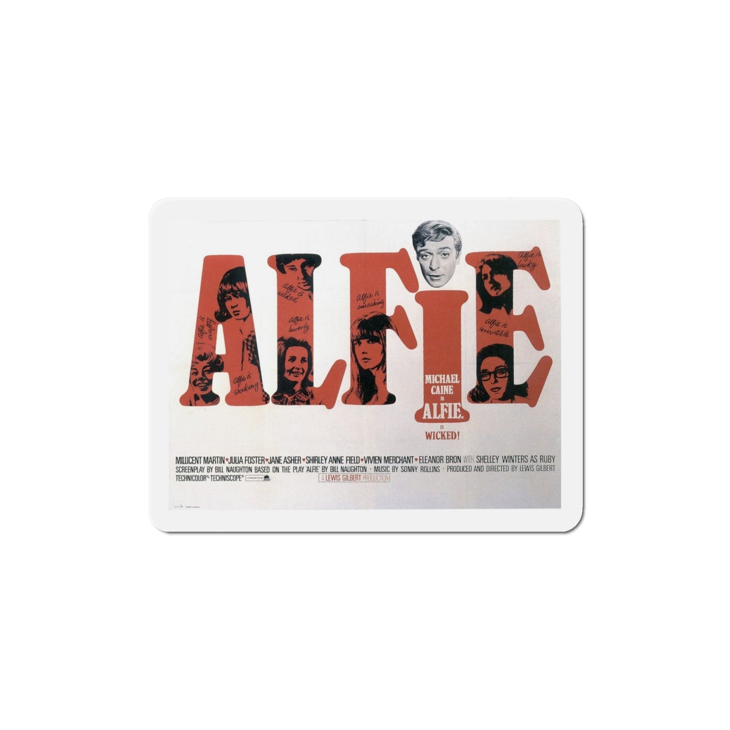 Alfie 1966 Movie Poster Die-Cut Magnet-5 Inch-The Sticker Space