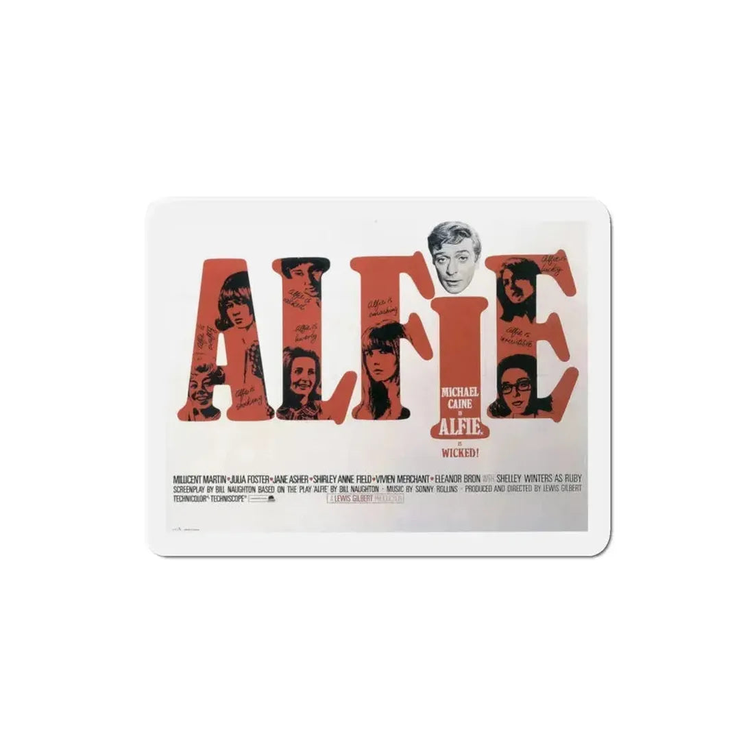 Alfie 1966 Movie Poster Refrigerator Magnet 3 Inch - The Sticker Space