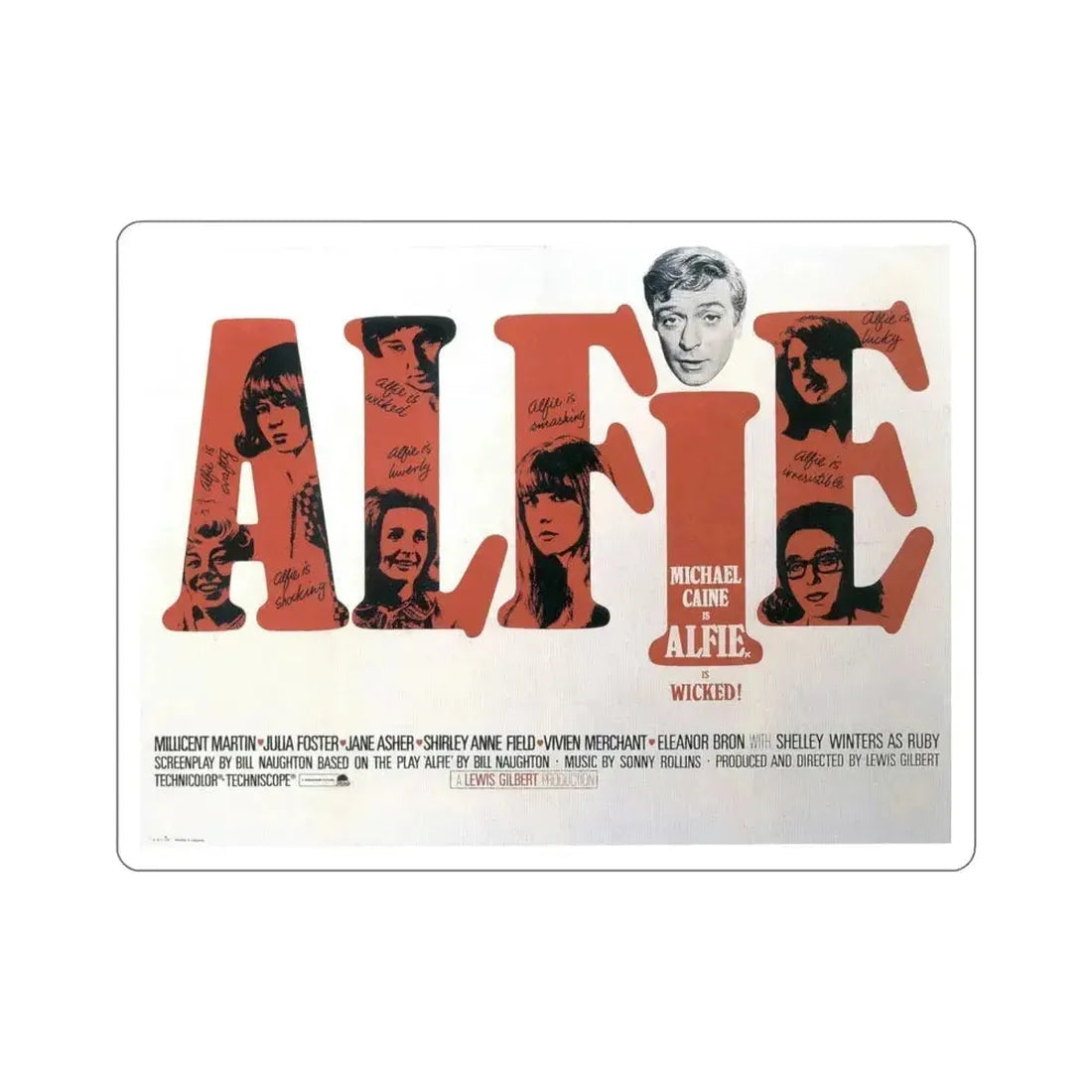 Alfie 1966 Movie Poster STICKER Vinyl Die-Cut Decal 6 Inch - The Sticker Space