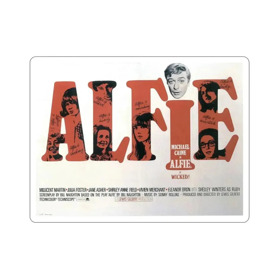 Alfie 1966 Movie Poster STICKER Vinyl Die-Cut Decal - The Sticker Space