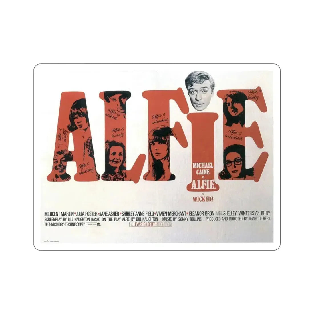 Alfie 1966 Movie Poster STICKER Vinyl Die-Cut Decal - The Sticker Space