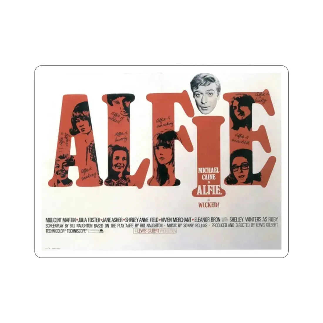 Alfie 1966 Movie Poster STICKER Vinyl Die-Cut Decal - The Sticker Space