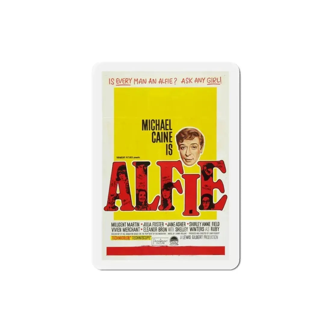 Alfie 1966 v2 Movie Poster Refrigerator Magnet 3 Inch - The Sticker Space