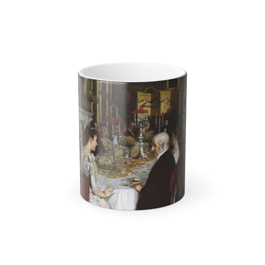Alfred Edward Emslie (1848-1918) - Dinner at Haddo House 1884 - Color Changing Mug 11oz-11oz-The Sticker Space