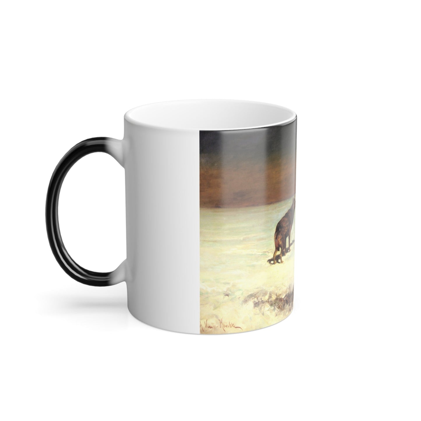 Alfred von Kowalski Wierusz (1848-1915) the wolf - Color Changing Mug 11oz-11oz-The Sticker Space