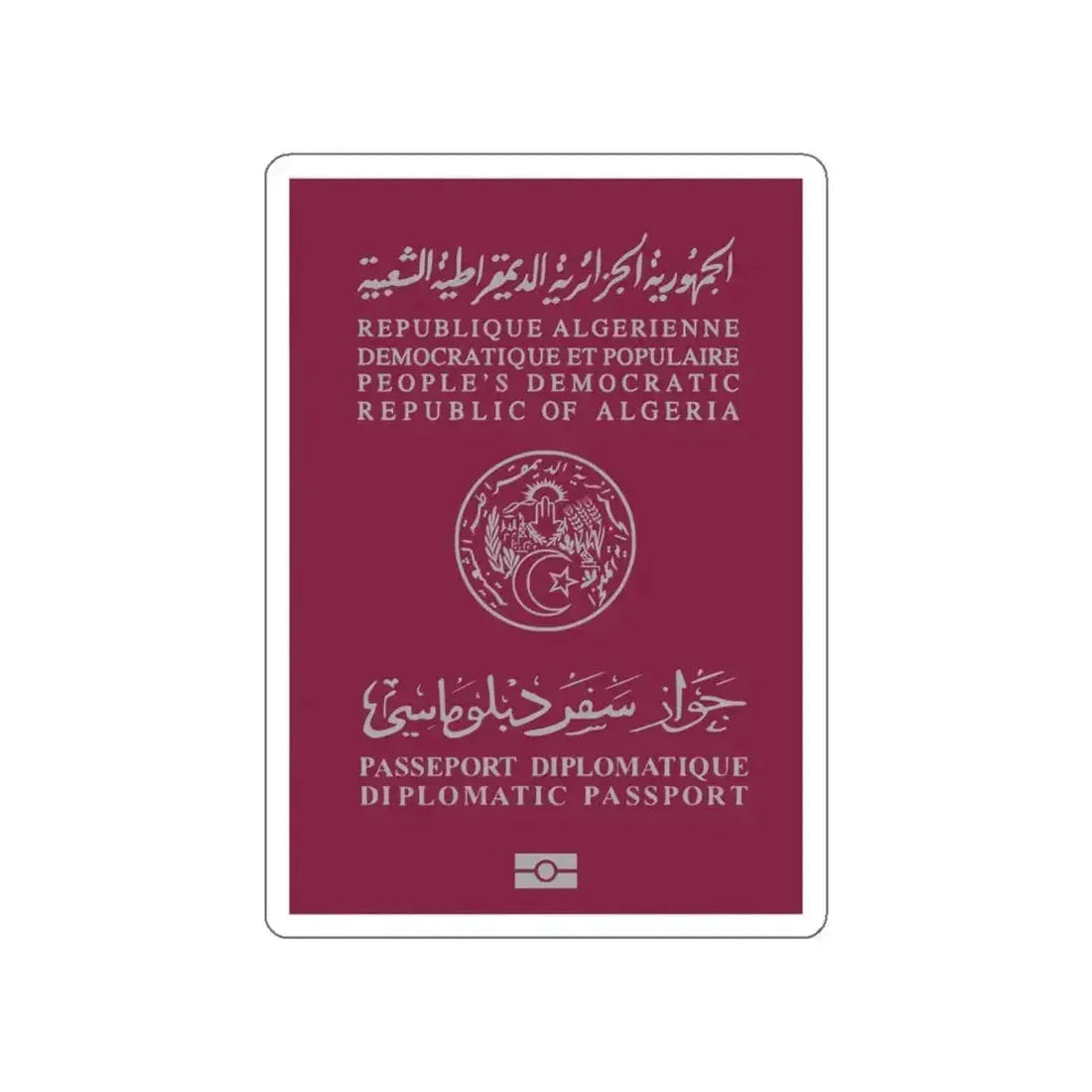 Algerian Electronic Biometric Diplomatic Passport STICKER Vinyl Die-Cut Decal 4 Inch - The Sticker Space